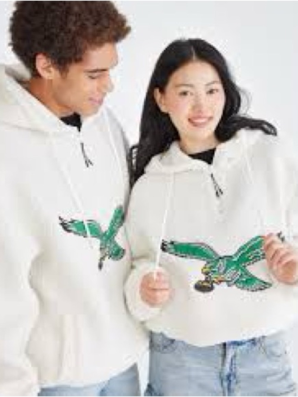Aeropostale NFL Cream Teddy Philadelphia Eagles Warm Sherpa Hoodie - Picture 6 of 6
